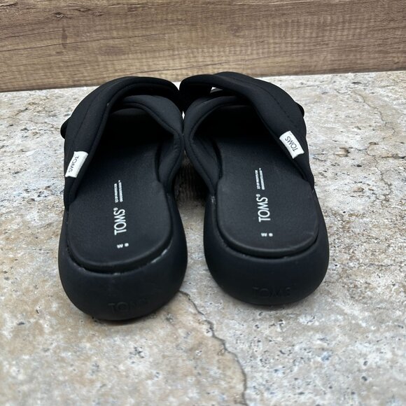 Toms Sandals Womena 8 Black Alpargata Mallow Crossover Quilted Textile Slides - Picture 5 of 10